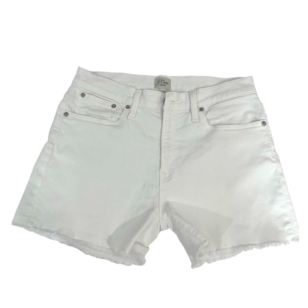J.Crew White High Rise Raw Hem Denim Shorts Size 28